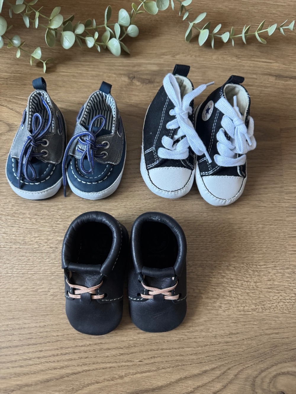 Baby Shoes Bundle Size 3 Crib | Converse Crib Sneakers + Boat Shoes + Leather Mo